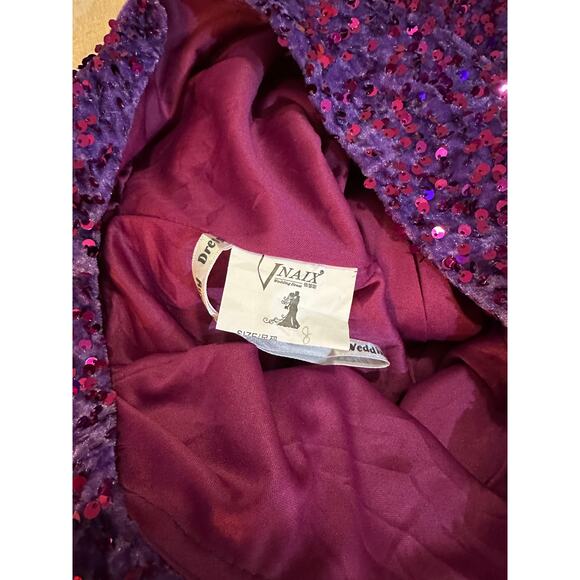 Purple Sequin One-Shoulder Bodycon Mini Dress – Fits Like M/L - Picture 2 of 3